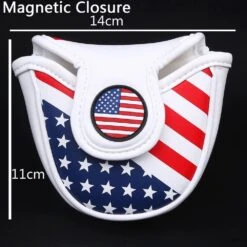 Volf Golf Red White Blue Synthetic Leather USA Mallet Putter Cover -Golf Equipment Store VolfGolfHeadcovers USAMalletPutter1